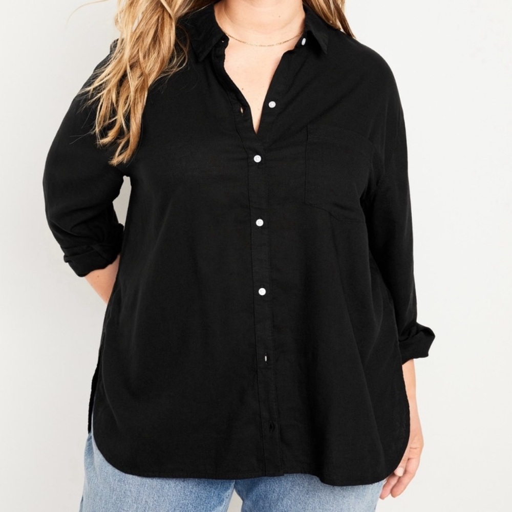 Old Navy Women's Black Button Down Shirt - Picture 6 of 16